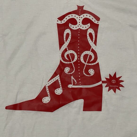 Toyota Shirt Womens Large White Hanes Cowboy Boot Spur Notes And Clef Western - Picture 2 of 6